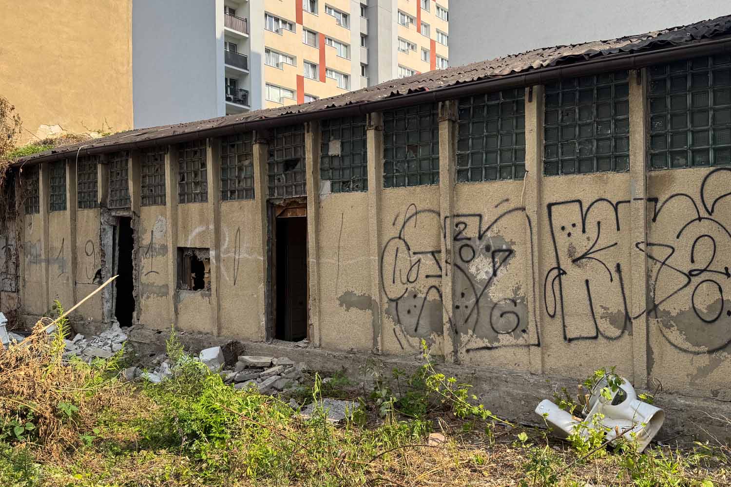 Budynek gospodarczy przed rozpoczęciem rozbiórki